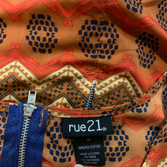 Rue 21 Brown Orange Navy Shift Dress Size M - Picture 7 of 7